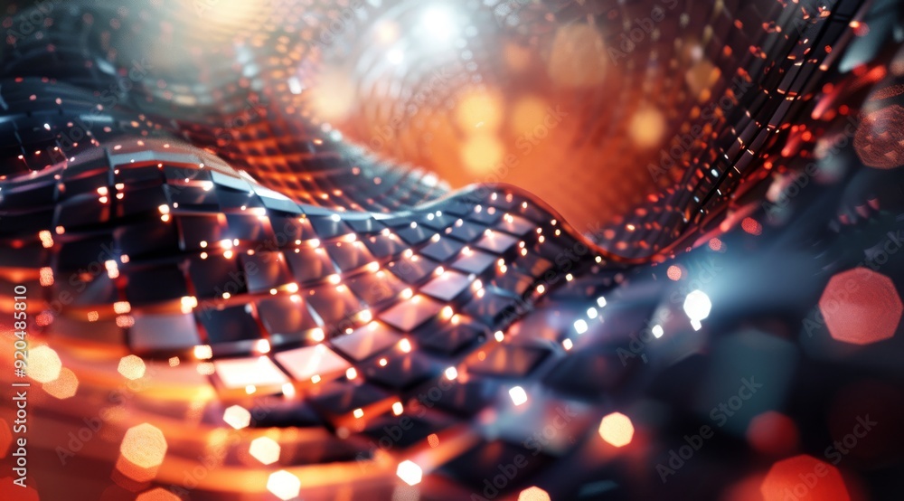 Poster this visually captivating and dynamic digital wave signifies the fusion of technology alongside inno