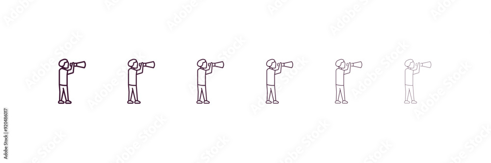 Poster man looking outline icon. linear vector from business concept. 6 different line style man looking ic