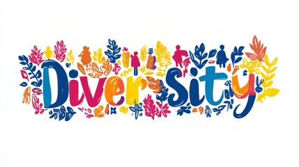 Colorful diversity text design. Diverse people uniting together and strength, TMulticulturalism and integration, A symbol of community support and cultural awareness, inclusiveness.