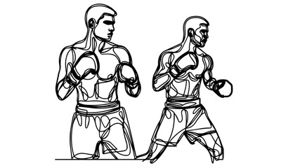 boxers line art drawing