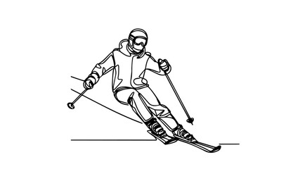 Ski athlete line art illustration