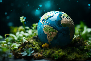 World Earth Day, Generative AI ecology protection concept, human responsibility