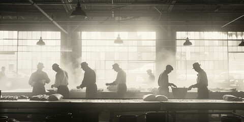 factory workers , early days.  Manufactures.
