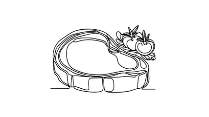 Steak one line illustration