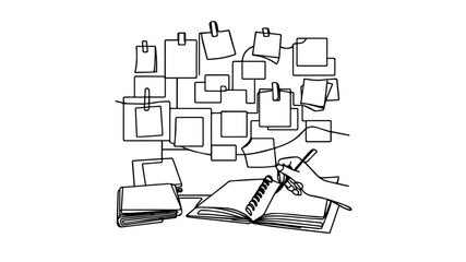 Sticky Notes line art illustration