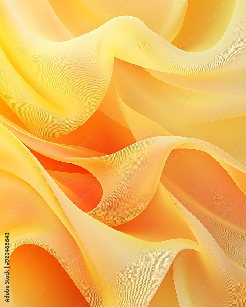 Poster dynamic swirling waves in sunshine yellow and peach fuzz