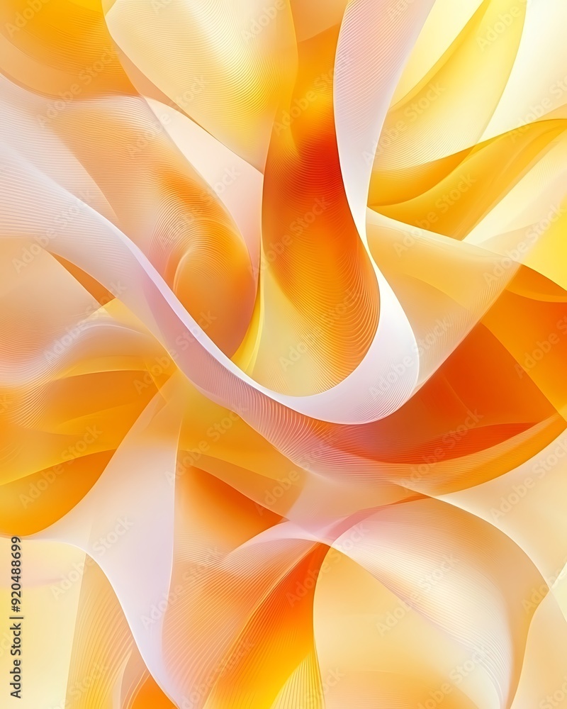 Poster dynamic swirling waves in sunshine yellow and peach fuzz