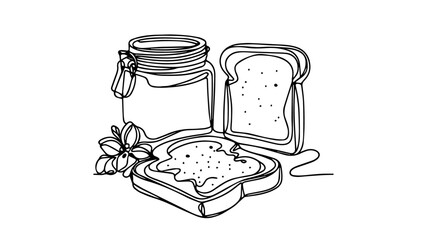 Toast with Jam line art