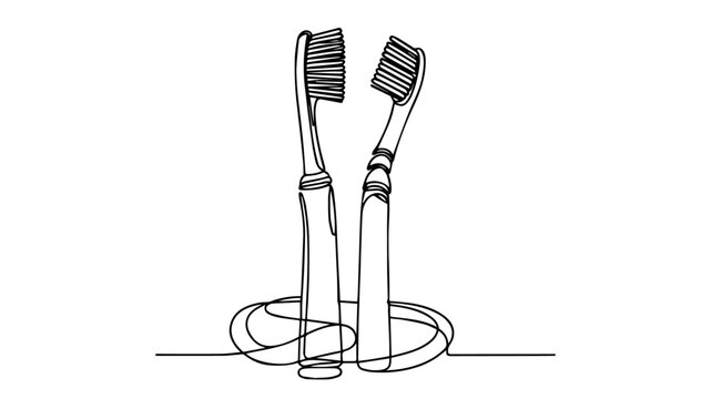 recommend clip art: toothbrush one line drawing