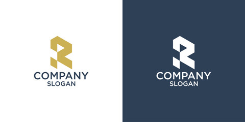 Obraz premium R letter abstract monogram with gold color logo design vector