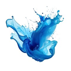 Captivating Watercolor Splash with Fluid Blue Hues, Abstract on White Background