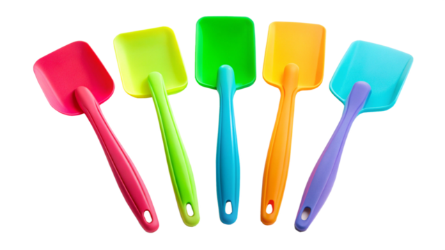 set of colorful plastic spoons