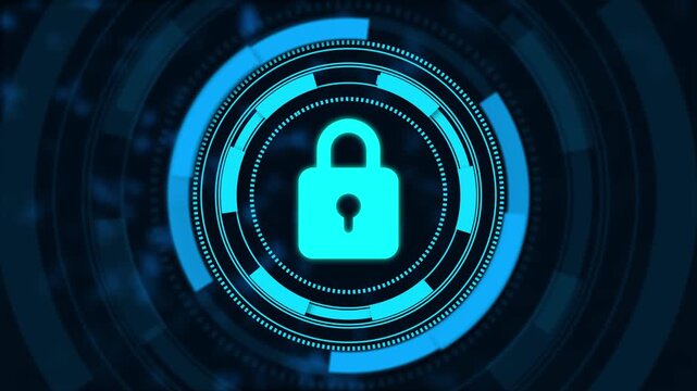 Lock Icon Cyber Security Of Digital Data Network Protection.