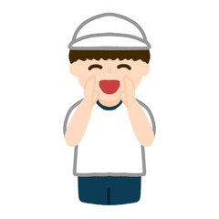 白組を応援する男の子