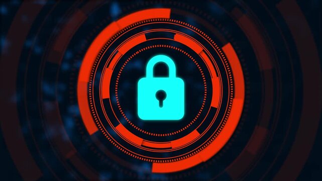 Lock Icon Cyber Security Of Digital Data Network Protection.
