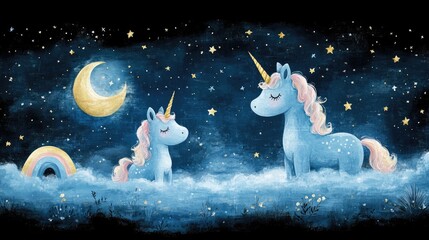 Adorable unicorns and rainbows design
