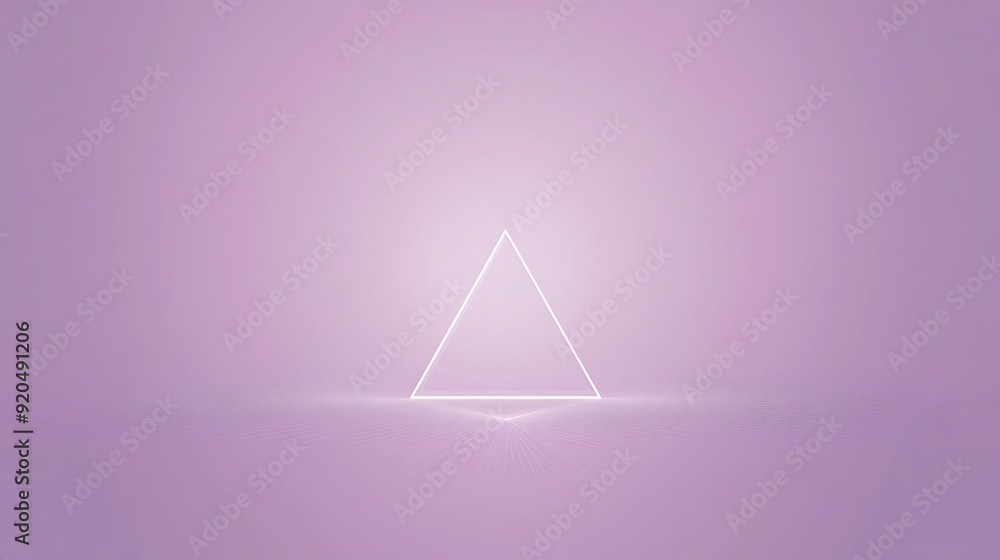 Poster minimalist lilac background with centered thin white triangle