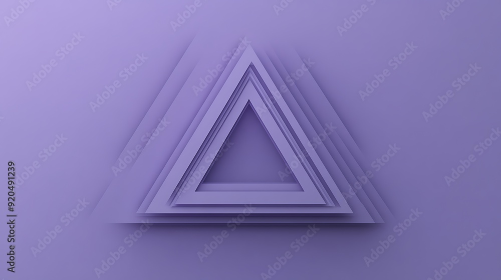 Poster minimalist lilac background with centered thin white triangle