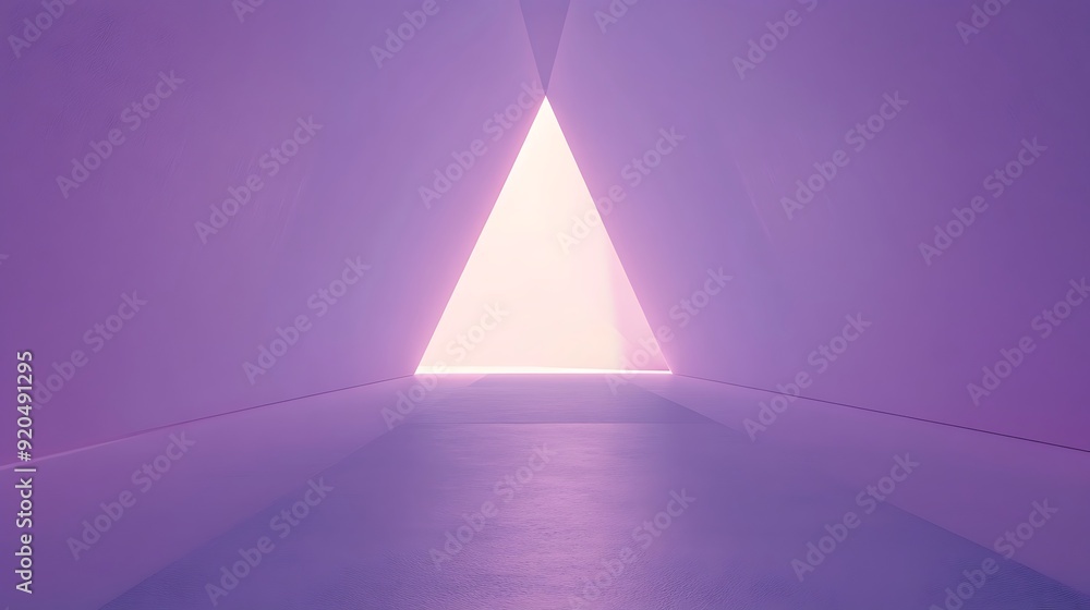 Poster minimalist lilac background with centered thin white triangle