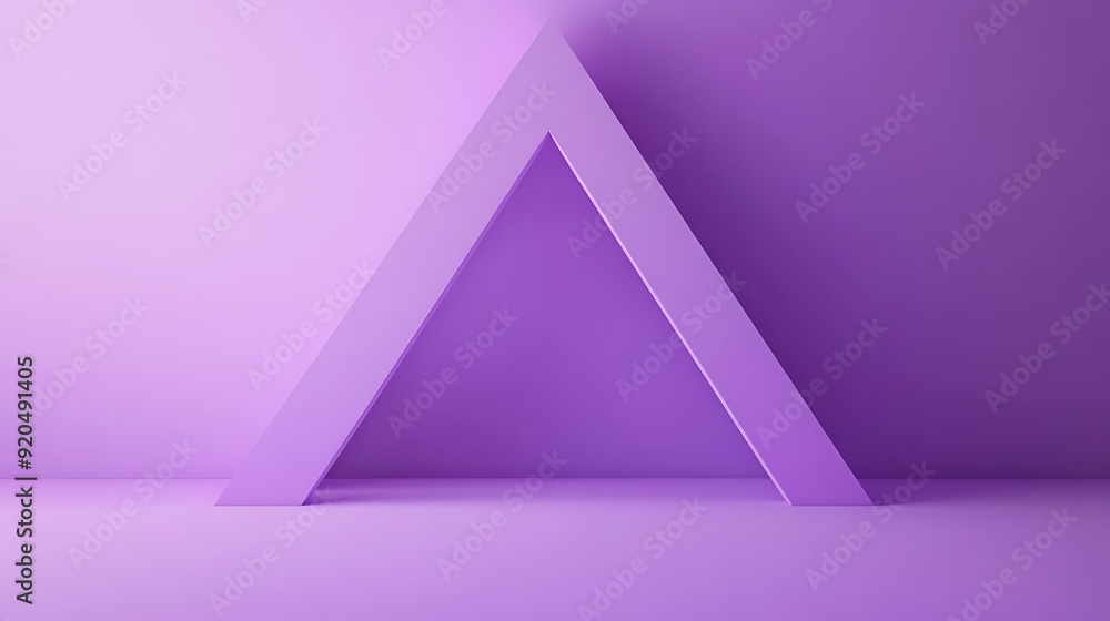 Poster minimalist lilac background with centered thin white triangle