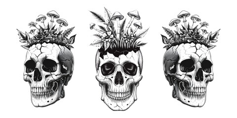 3 Floral Skulls, The Skull's Floral Reawakening