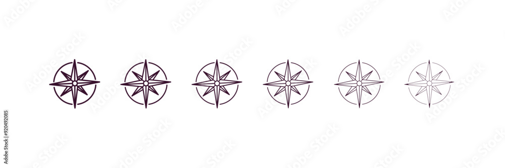 Poster draw with compass outline icon. linear vector from education concept. 6 different line style draw wi