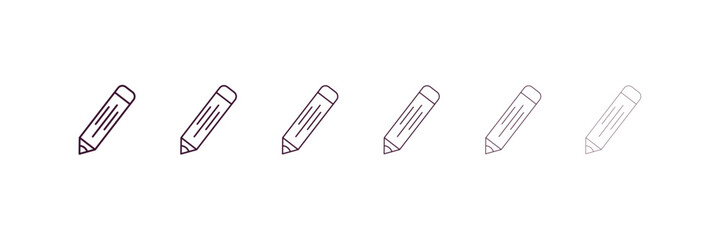 geometric pencil outline icon. Linear vector from education concept. 6 different line style geometric pencil icon included thin, light, regular, medium, bold, black