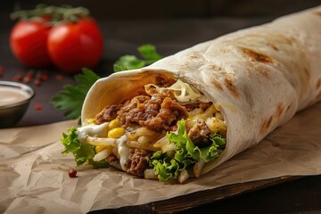 Close-up shot of fast food items. Beautiful simple AI generated image