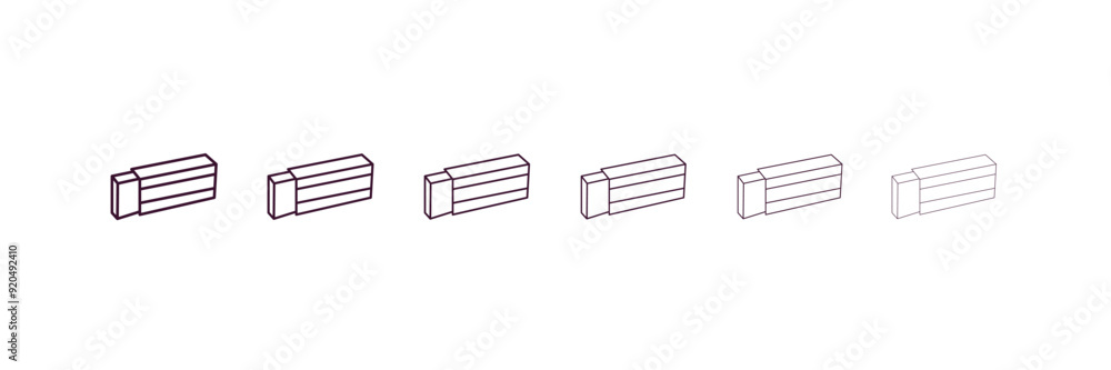 Poster eraser outline icon. linear vector from education concept. 6 different line style eraser icon includ