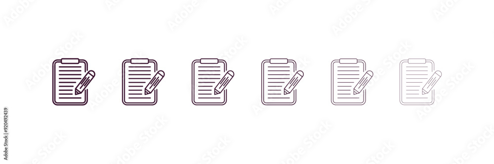 Aufkleber application form outline icon. linear vector from education concept. 6 different line style applicat