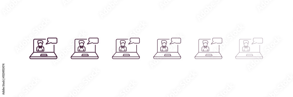 Poster online class outline icon. linear vector from education concept. 6 different line style online class