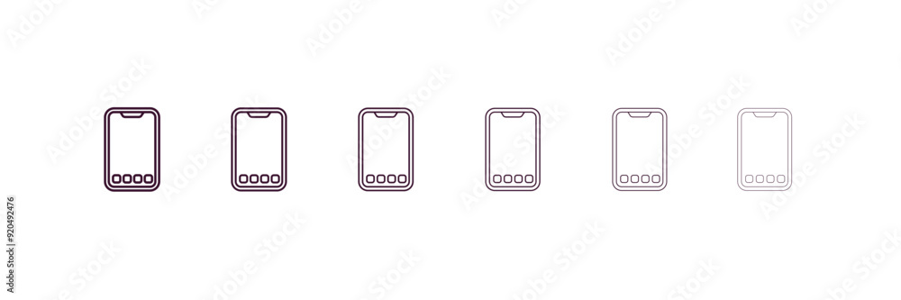Poster smartphone app outline icon. linear vector from education concept. 6 different line style smartphone