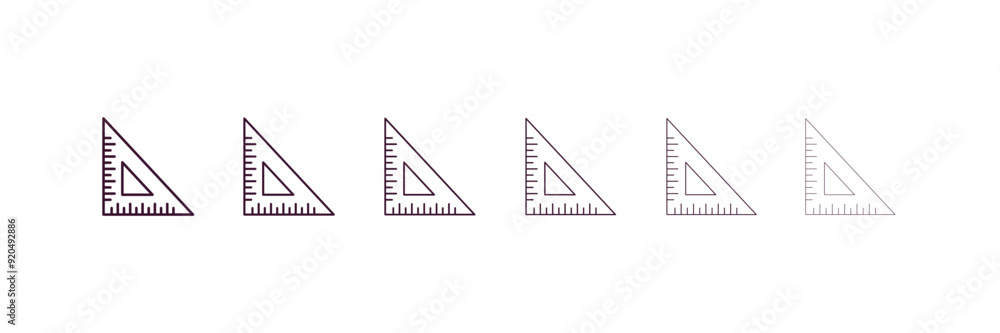 Poster set square outline icon. linear vector from education concept. 6 different line style set square ico