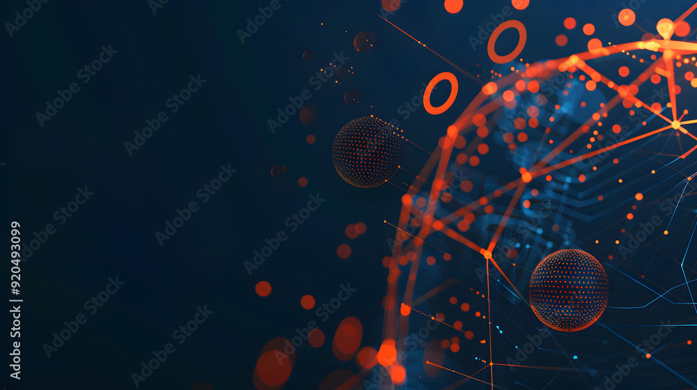 Poster abstract technology background with geometric circles and dots, simple vector illustration of abstra