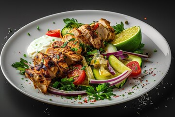 Chicken wrap - tortilla bread, served with fries. Beautiful simple AI generated image