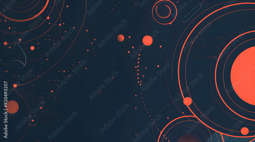 Poster abstract technology background with geometric circles and dots, simple vector illustration of abstra