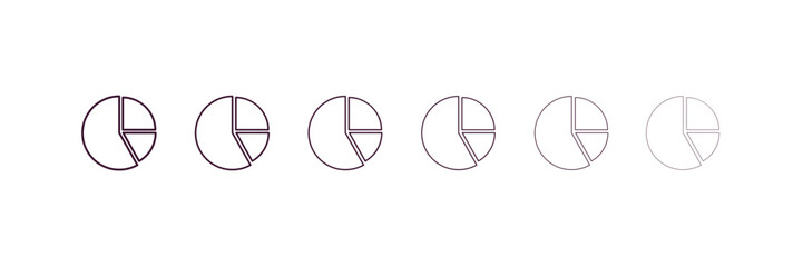 pie chart outline icon. Linear vector from education concept. 6 different line style pie chart icon included thin, light, regular, medium, bold, black