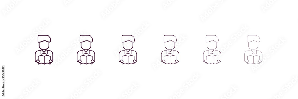 Aufkleber man reading outline icon. linear vector from education concept. 6 different line style man reading i