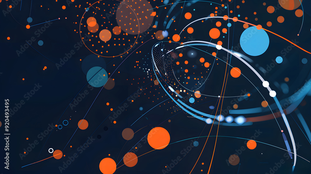Poster abstract technology background with geometric circles and dots, simple vector illustration of abstra