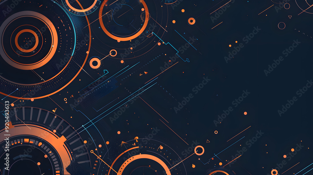 Poster abstract technology background with geometric circles and dots, simple vector illustration of abstra