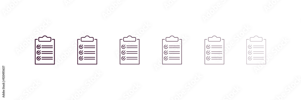 Poster check list outline icon. linear vector from education concept. 6 different line style check list ico