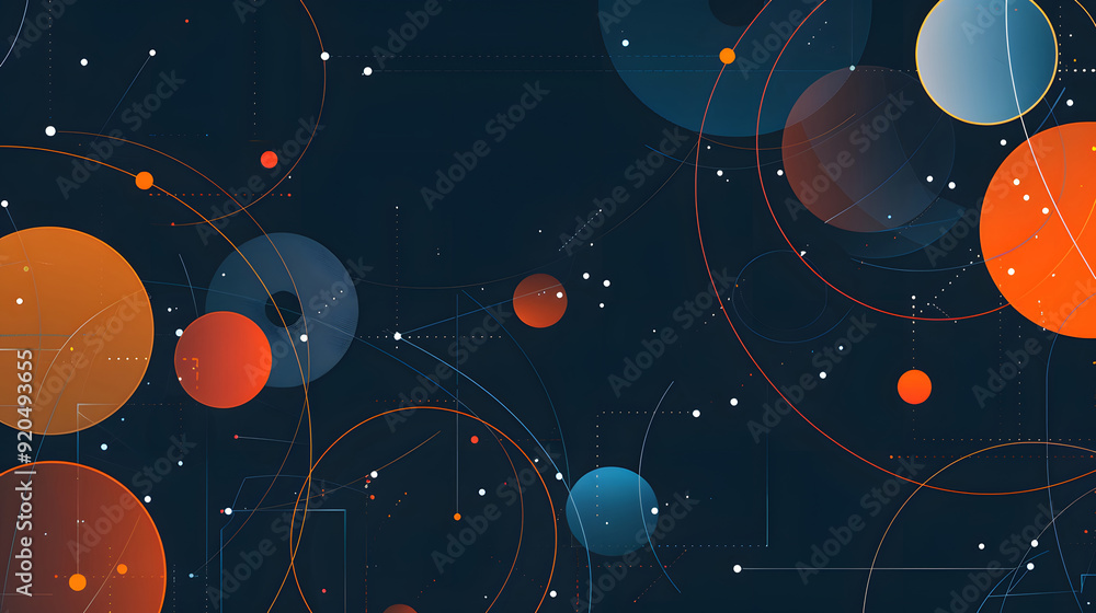 Poster abstract technology background with geometric circles and dots, simple vector illustration of abstra