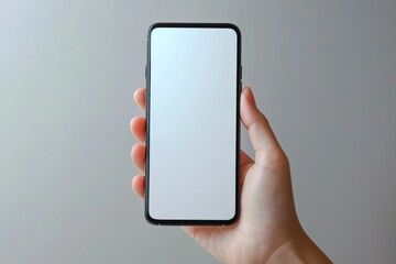 Blank Smartphone Mockup on Hand created with Generative AI