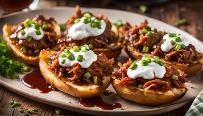Pulled Pork Stuffed Potato Skins , BBQ stuffed potato
