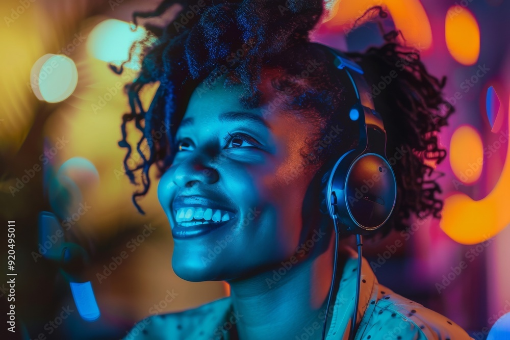 Poster friendly customer service representative addressing a customer's concerns with bokeh effect, ai gene