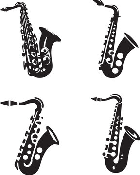 silhouette of sports Saxophone  isolated on white background