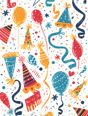 New Year and Christmas card, graphic advertising backgrounds in a doodle 2D illustrator style.