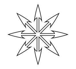 Chaos star symbol. Arrows, eight-pointed radial symmetry.