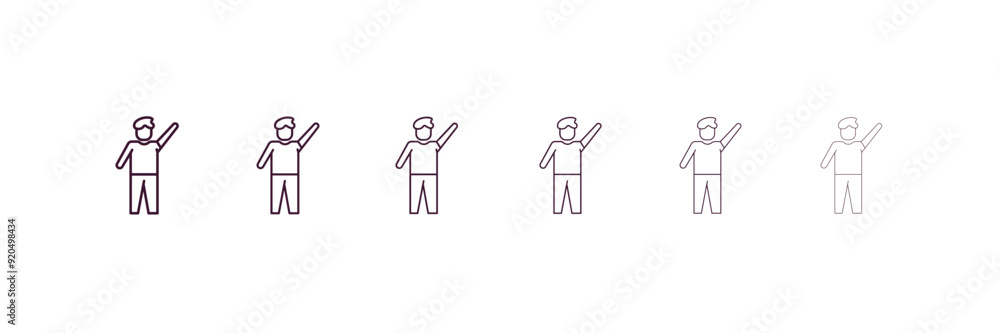 Aufkleber determined human outline icon. linear vector from feelings concept. 6 different line style determine