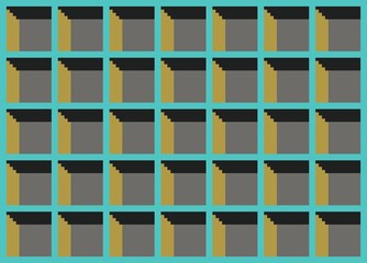 Geometric  Square Pattern Pixel Art with green, yellow and grey color, can be used for wallpaper, template card and background. Simple and cute card.